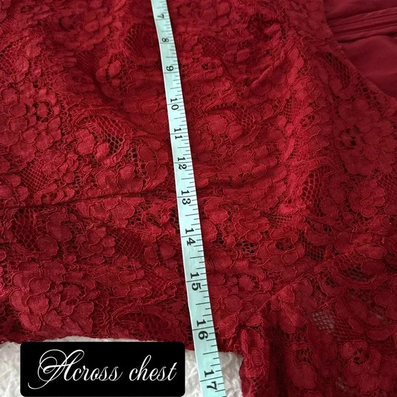 TALBOTS Romantic Red Lace Dress Half Sleeve Midi A Line Classic Lined Sz 2/4 - Picture 10 of 13